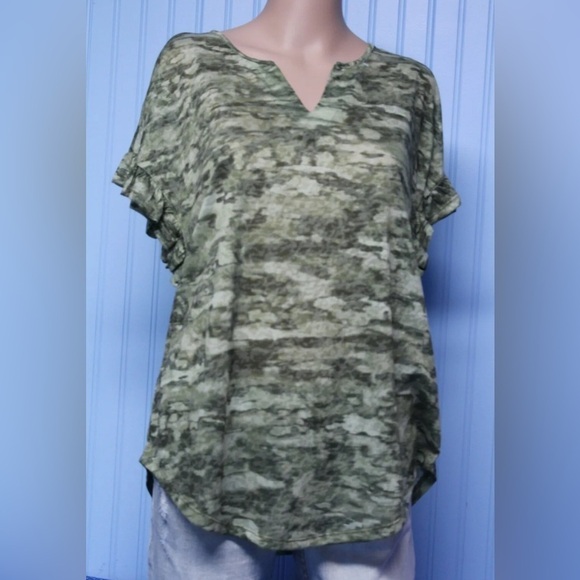 Ruby Rd. Tops - Ruby Rd. Sage Green Sleeveless Top with Ruffle Shoulder Small NWT